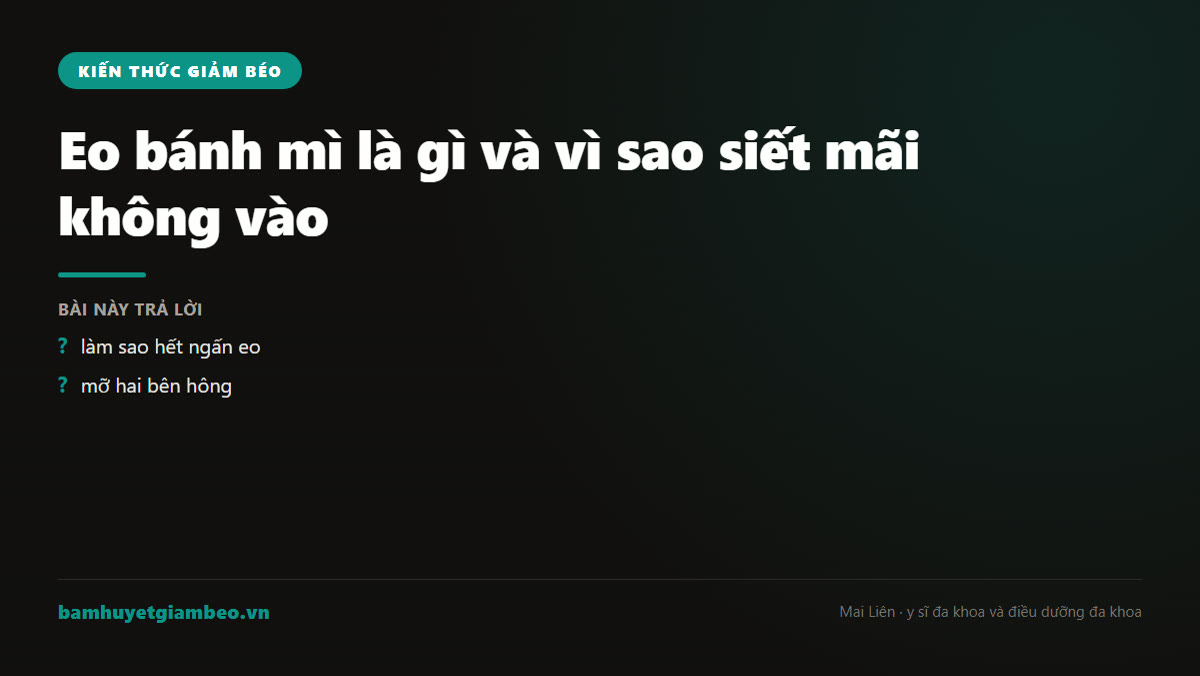Minh hoạ eo bánh mì với ngấn mỡ hai bên eo do cơ ngang bụng yếu